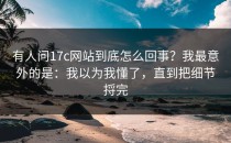 有人问17c网站到底怎么回事？我最意外的是：我以为我懂了，直到把细节捋完