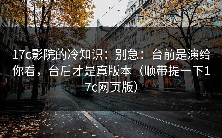 17c影院的冷知识：别急：台前是演给你看，台后才是真版本（顺带提一下17c网页版）