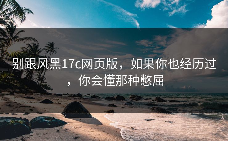别跟风黑17c网页版，如果你也经历过，你会懂那种憋屈