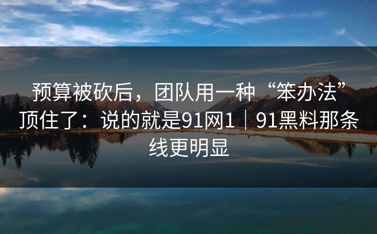 预算被砍后，团队用一种“笨办法”顶住了：说的就是91网1｜91黑料那条线更明显