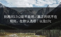 别再问17c2能不能用，真正的坑不在规则，在默认选项｜以及17c