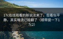 17c在线观看的新说法来了，但看似平静，其实暗流已经翻了（顺带提一下17c2）