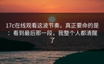 17c在线观看这波节奏，真正要命的是：看到最后那一段，我整个人都清醒了