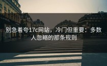 别急着夸17c网站，冷门但重要：多数人忽略的那条规则