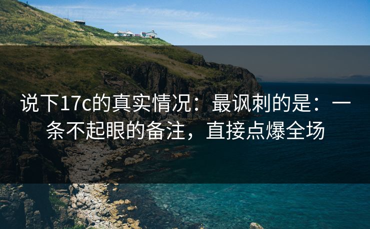说下17c的真实情况：最讽刺的是：一条不起眼的备注，直接点爆全场