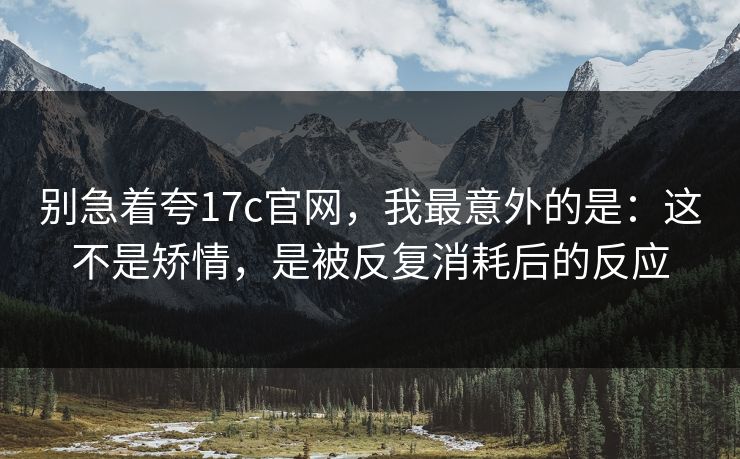 别急着夸17c官网,我最意外的是:这不是矫情,是被反复消耗后的反应 别急着夸17c官网,我最意外的是:这不是矫情,是被反复消耗后的反应