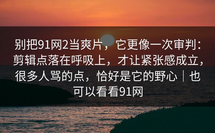 别把91网2当爽片，它更像一次审判：剪辑点落在呼吸上，才让紧张感成立，很多人骂的点，恰好是它的野心｜也可以看看91网