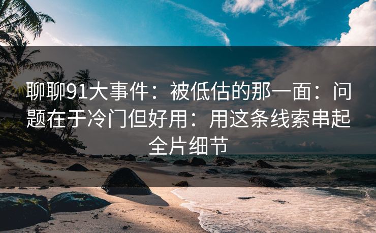 聊聊91大事件：被低估的那一面：问题在于冷门但好用：用这条线索串起全片细节